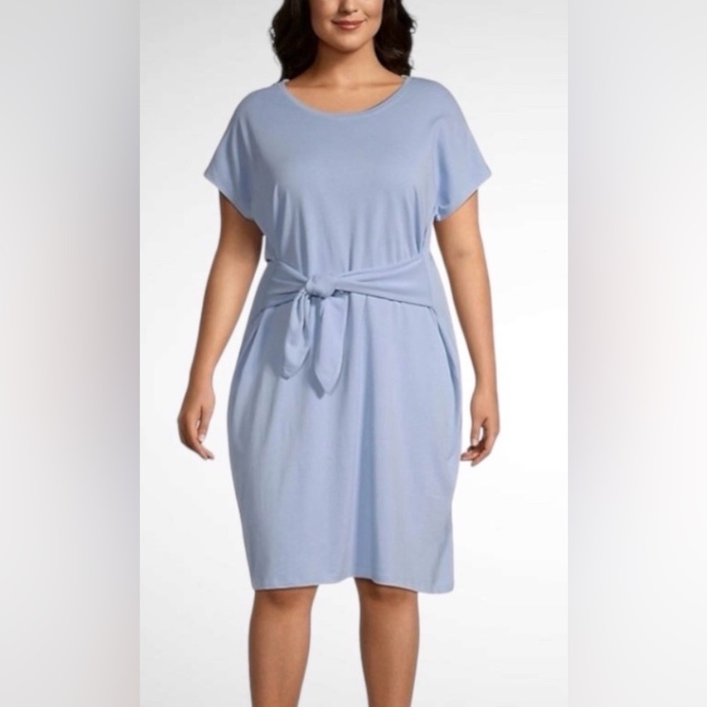 CORE Life Cotton & Modal Toe Front T-Shirt Dress, Light Blue, sz 2X